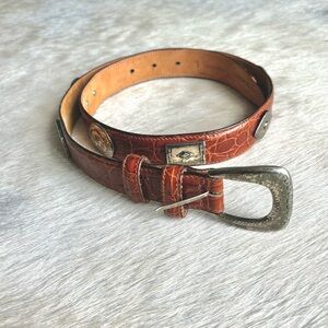 Henri Bendel leather and silver western belt SZ Large